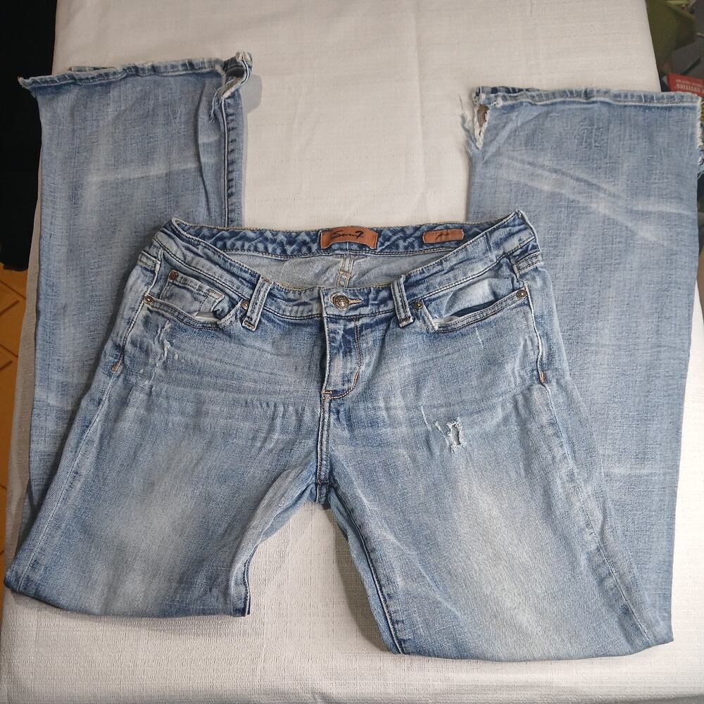 Vintage Seven7 Bell Bottom holey Jeans Light wash Denim Size 30